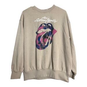 Girls Rolling stones Grunge Sweatshirt Fleece Pullover Hoodie Distressed 12/14 Y
